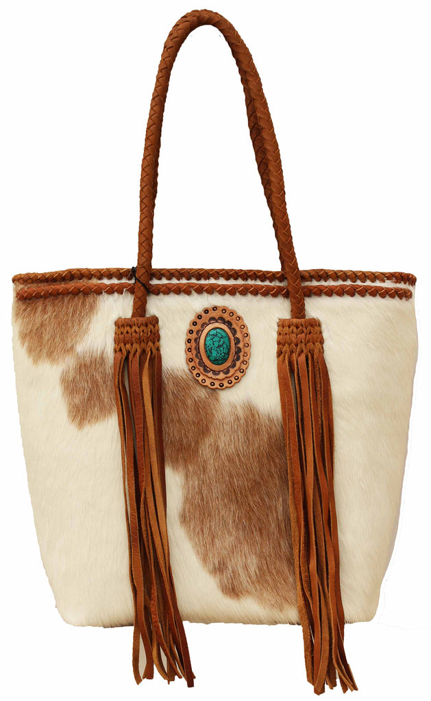 CLEARANCE! Western Braided Leather Fringe Cowhide Handle Bag