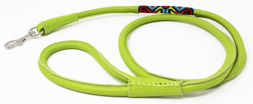 Soft Rolled Leather Beaded Dog Collar Leash  600RTLeash