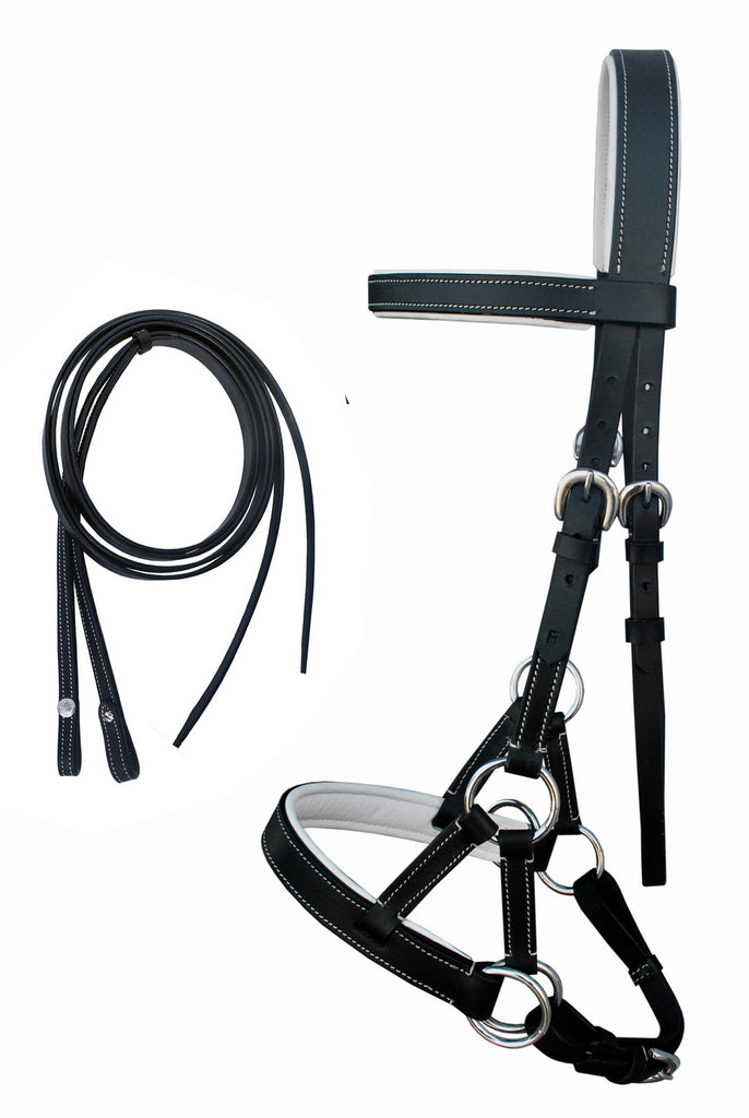 Bride Sidepull Sans Mors Amish USA - Cuir Noir, Taille Cob - Challenger 77RT03BK-C