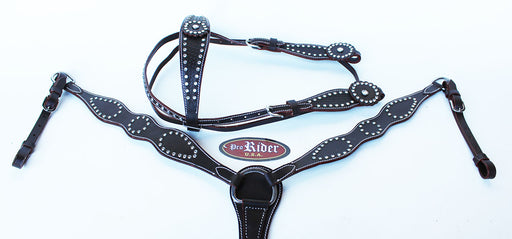 Horse Tack Bridle Western Leather Crystal Headstall Breast Collar 8502B