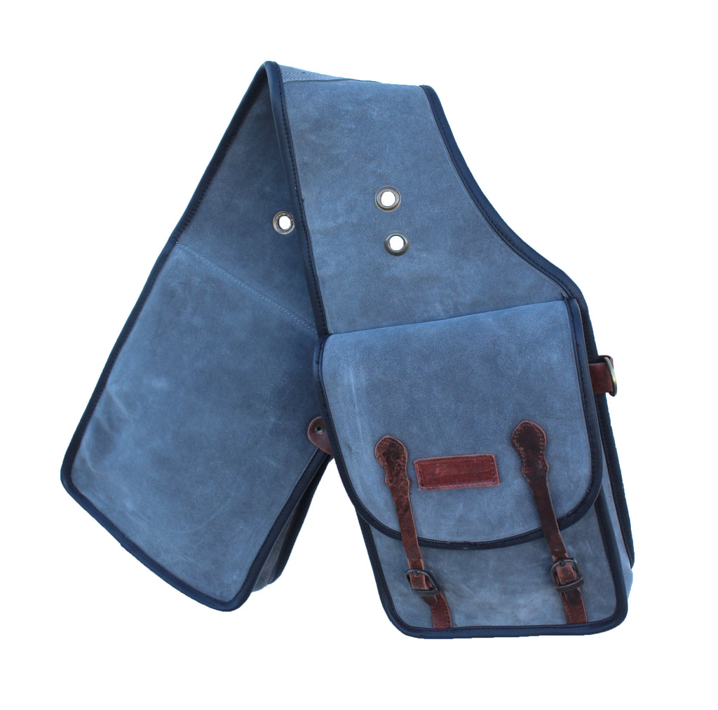 Horse Western Trail Riding Saddle Suede Leather Cantle Bag Grey 102AA4