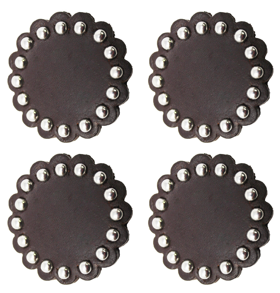 Slotted Scalloped Leather Conchos 6 Pk 1-1/2 4131-06
