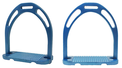 Horse Saddle 4-3/4" Wide English Lightweight Aluminum Iron Stirrups Blue 51114SB
