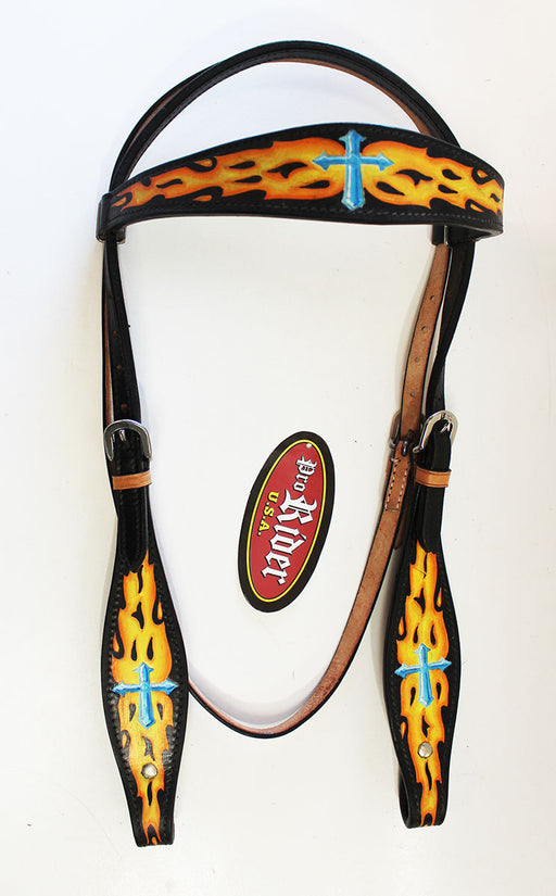 Horse Tack Bridle Western Leather Headstall Turquoise 80171HB