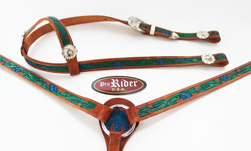 Horse Show Bridle Western Leather Rodeo Headstall Breast Collar Red Ha —  Challenger