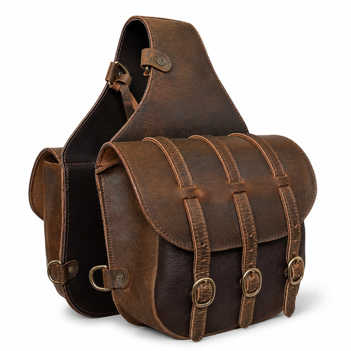 Challenger Distressed Brown Genuine Leather Saddle Cantle Riding Bag 102QSA