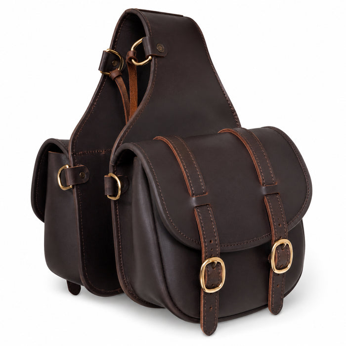 Challenger Distressed Brown Genuine Leather Saddle Cantle Riding Bag 102QSA