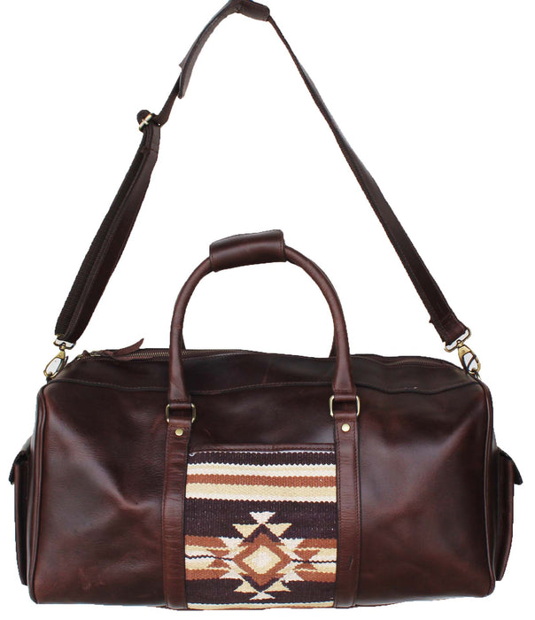 Western Cowhide Leather Handwoven Travel Weekender Carry-On Duffle Bag 103RT26