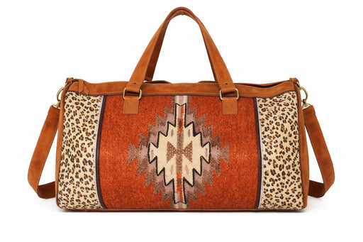Western Suede Leather Handwoven Travel Weekender Carry-On Duffle Bag 103RT34