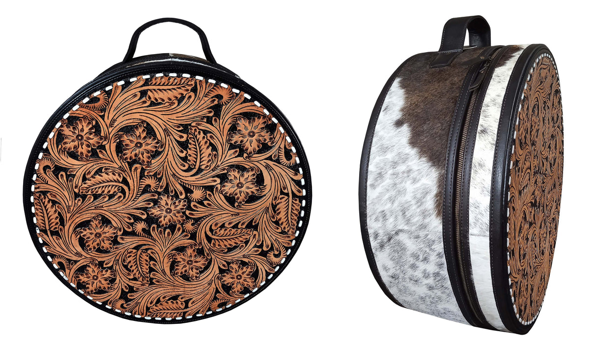 Horse Tack Women's Western Cowhide Floral Tooled Leather Travel Rope Bag 104RS