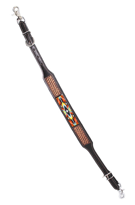 Western Leather Tooled Beaded Wither Strap Breast Collar Strap 105FK