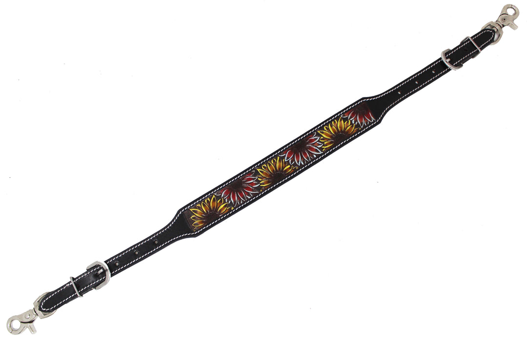 Horse Western Leather Tack Sunflower Tooled Adjustable Wither Strap 105FK20