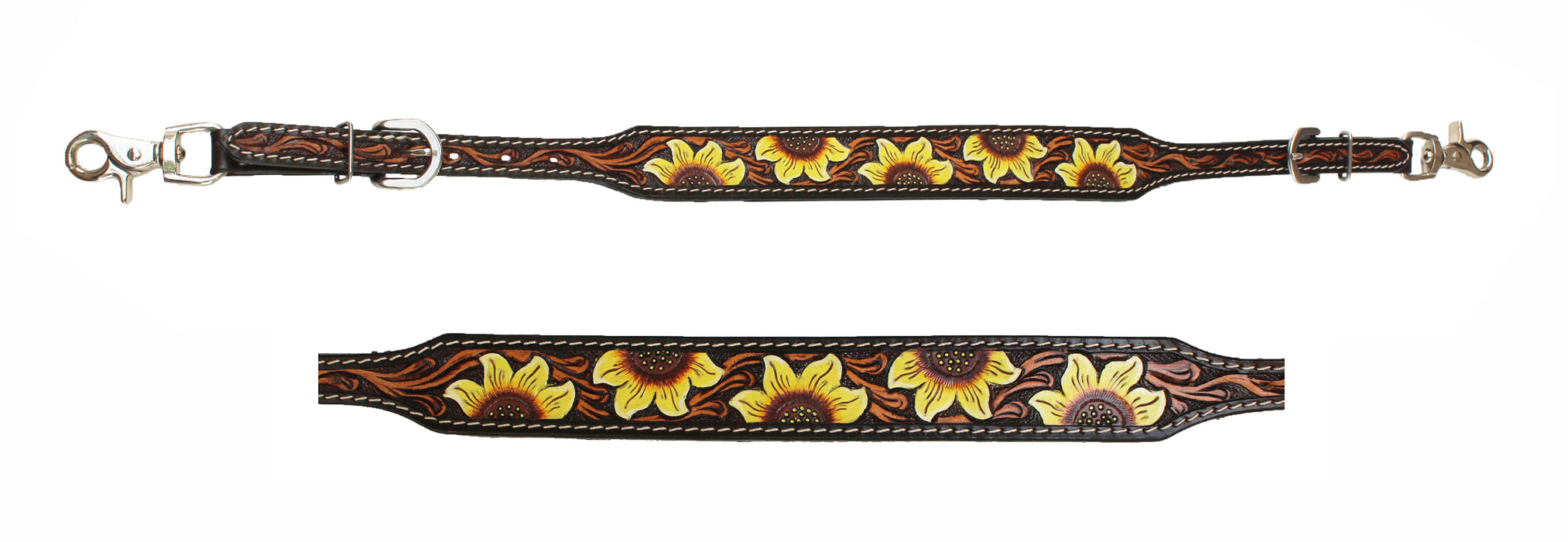 Challenger Western Tack Sunflower Tooled Leather Wither Breast Collar Strap 105HR14