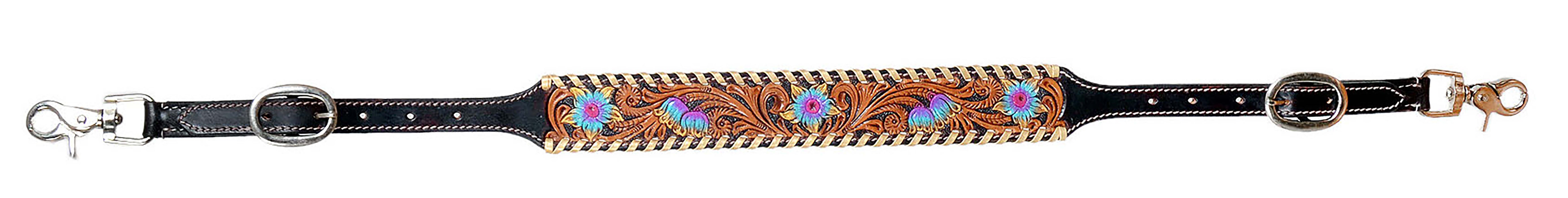 Horse Western Floral Tooled Adjustable Leather Wither Breast Collar Strap 105HRFloral