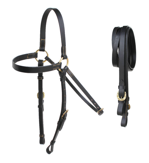 Horse Australian Black Premium Leather Barcoo Bridle w/ Reins 110B210