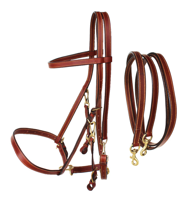 Cob Australian Brown Premium Leather Light Halter Bridle w/ Reins 110B225