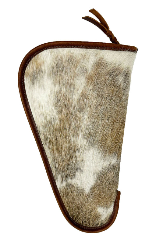 Cowhide Leather Handgun Case 12" x 7" – Western Hair-On Hide Pistol Sleeve with Fleece Lining & Zipper Closure | Rustic Concealed Carry Storage Case | 111RS01