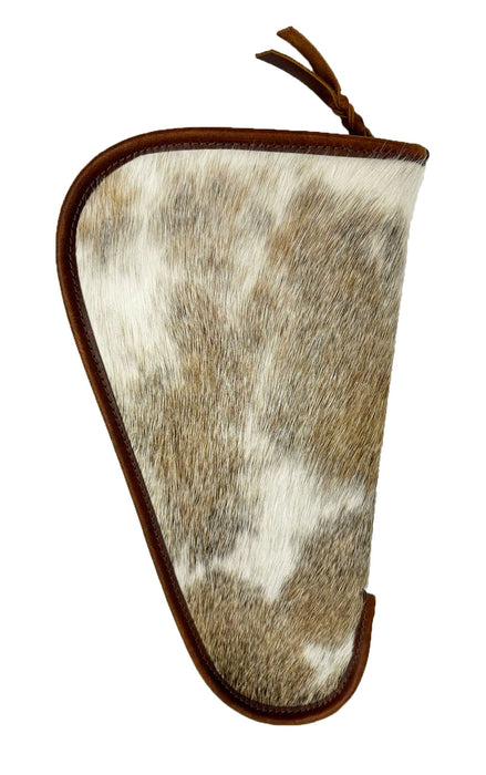 Cowhide Leather Handgun Case 12" x 7" – Western Hair-On Hide Pistol Sleeve with Fleece Lining & Zipper Closure | Rustic Concealed Carry Storage Case | 111RS01