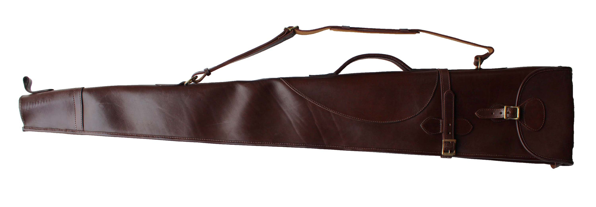 53" Genuine Black Leather Fleece Lined Shooting Hunting Sporting Rifle Travel Shoulder Carry Gun Case 111Case