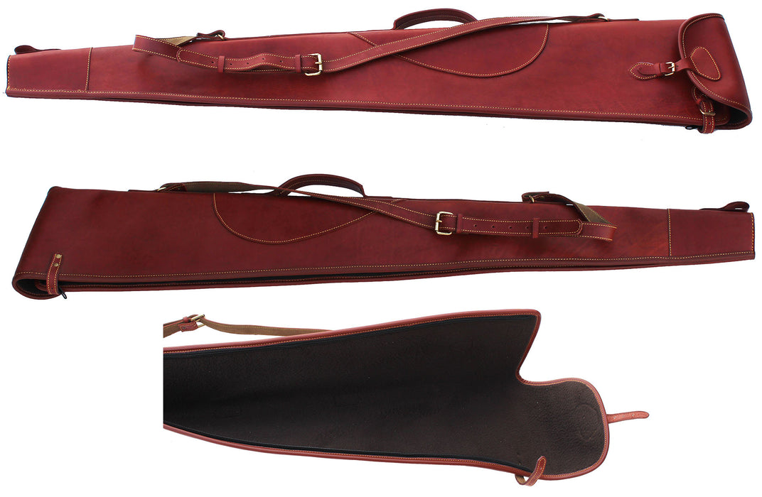 53" Genuine Black Leather Fleece Lined Shooting Hunting Sporting Rifle Travel Shoulder Carry Gun Case 111Case