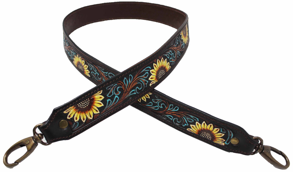 Western Antique Tooled Leather Replacement Shoulder Strap For Bags Purse Duffle 115FKStrap