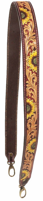 Western Antique Sunflower Tooled Leather Replacement Shoulder Strap 115FK12