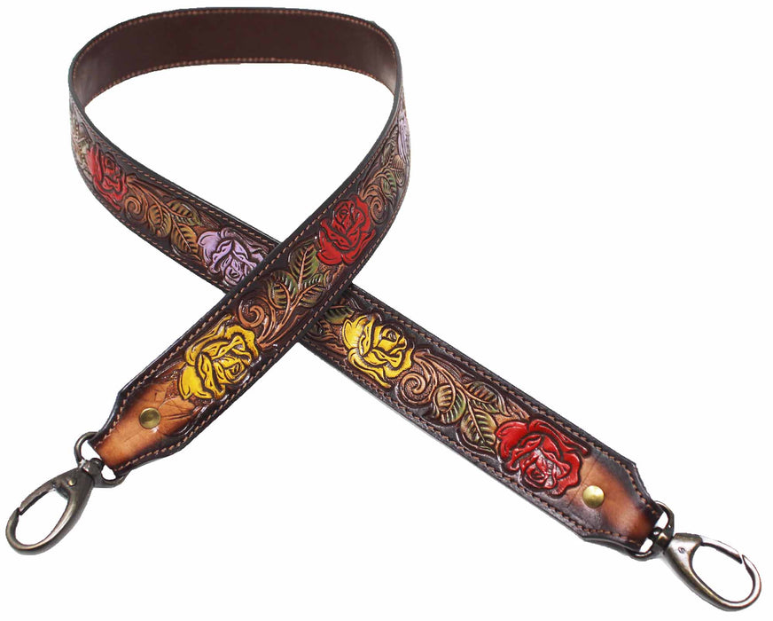 Western Antique Tooled Leather Replacement Shoulder Strap For Bags Purse Duffle 115FKStrap