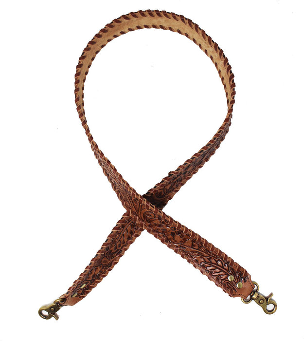 Western Floral Tooled Laced Leather Replacement Purse Shoulder Strap 115JQ01