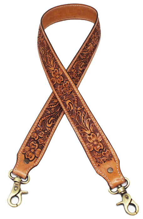Western Floral Tooled Leather Replacement Shoulder Purse Guitar Cross Body Strap 115RS-Straps