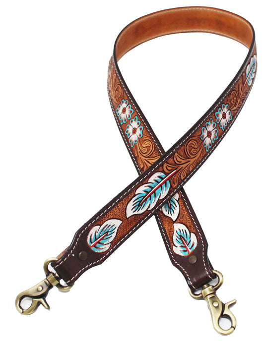 Western Floral Tooled Leather Replacement Shoulder Purse Guitar Cross Body Strap 115RS-Straps