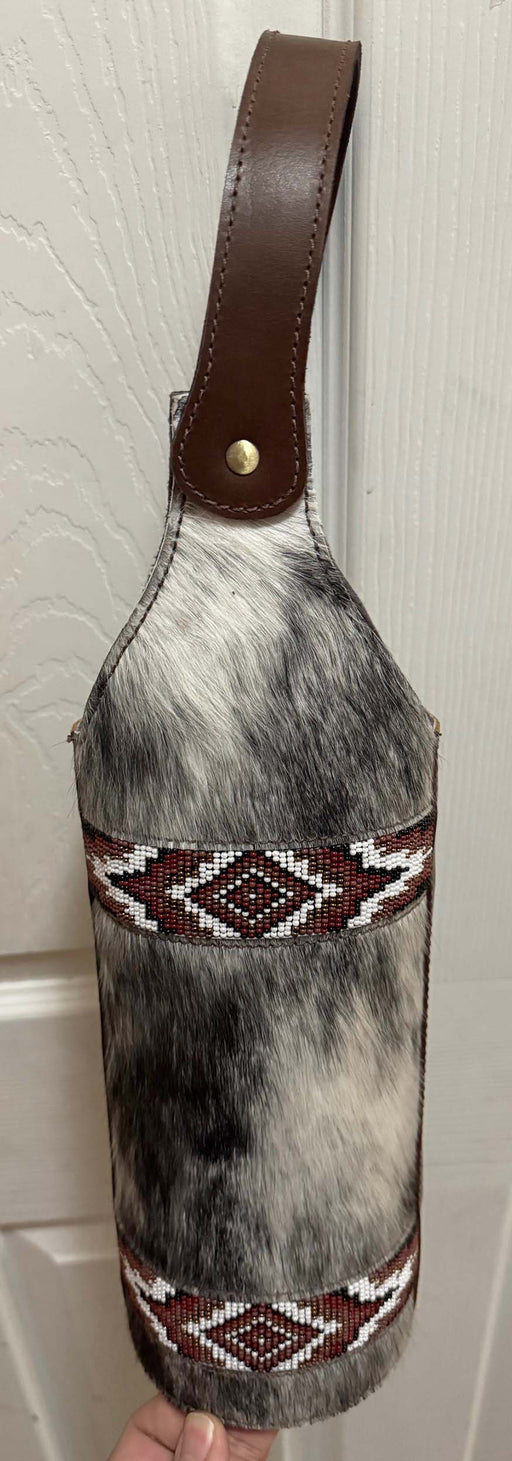 Western Leather Cowboy Boot Floral Tooled Wine Bottle Carrier Tote Bag 116RS35