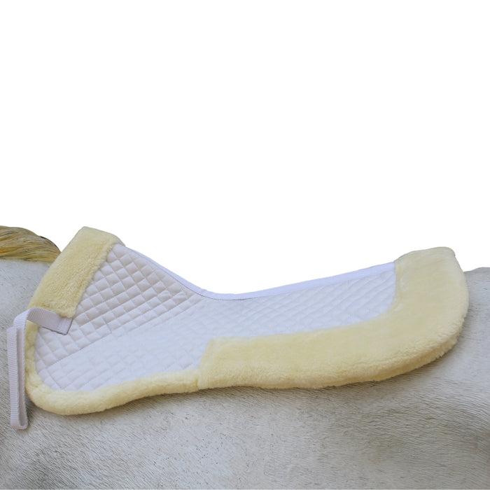 Horse English Quilted SADDLE Half Pad Correction Wither Relief Faux Fur White 12217WH