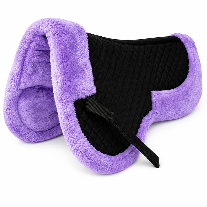 Horse English Quilted Half SADDLE Pad Correction Wither Relief Faux Fur Non slip Dressage and Show Jumping 12218