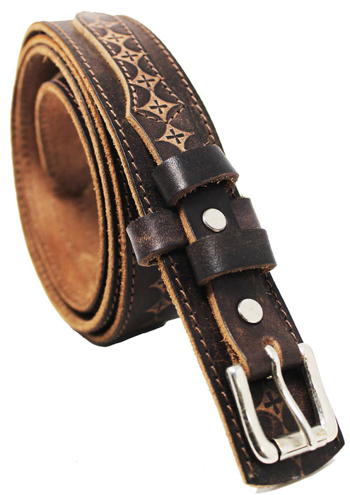 Men's 100% Leather Casual Jean Dress Ranger Belt Cross Black 12RAA22