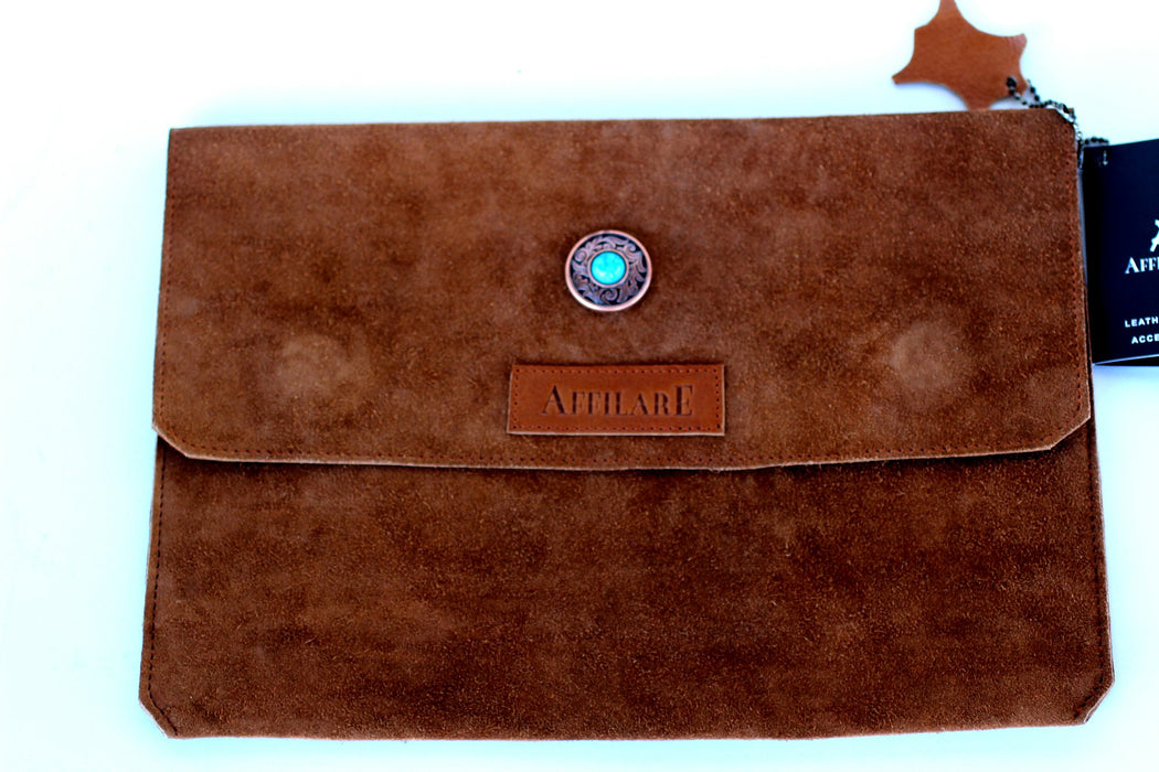 Affilare Genuine Split Leather 13" Dell MacBook Laptop Sleeve Tan 12SL001VR