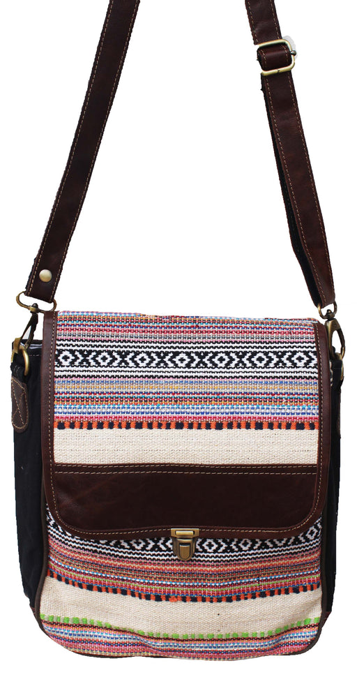 Women's Floral Upcycled Canvas Leather  Travel Backpack 17RT2113