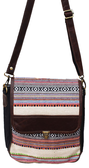 Women's Floral Upcycled Canvas Leather  Travel Backpack 17RT2113