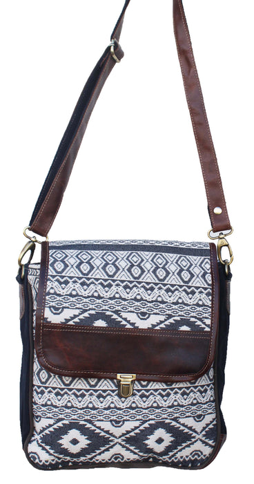 Women's Floral Upcycled Canvas Leather  Travel Backpack 17RT2113