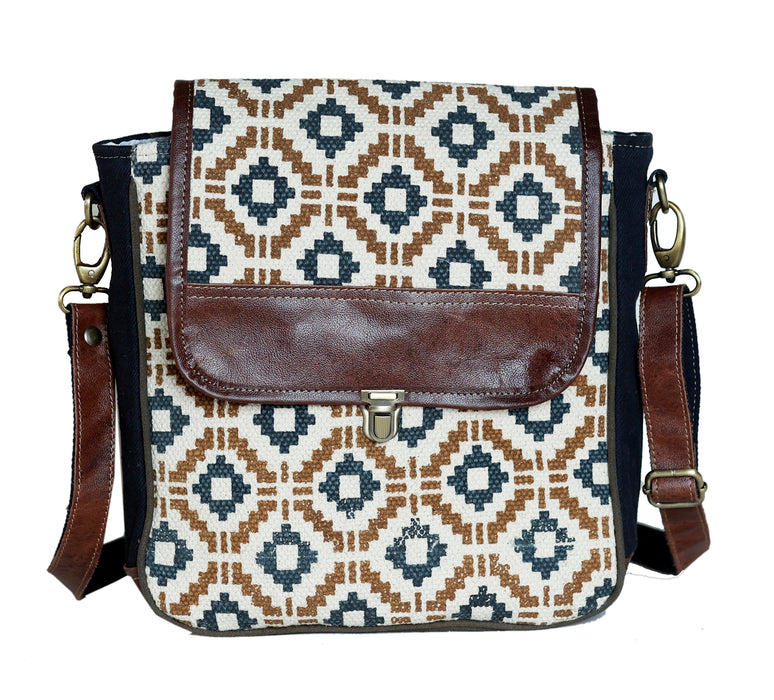 Women's Floral Upcycled Canvas Leather  Travel Backpack 17RT2113