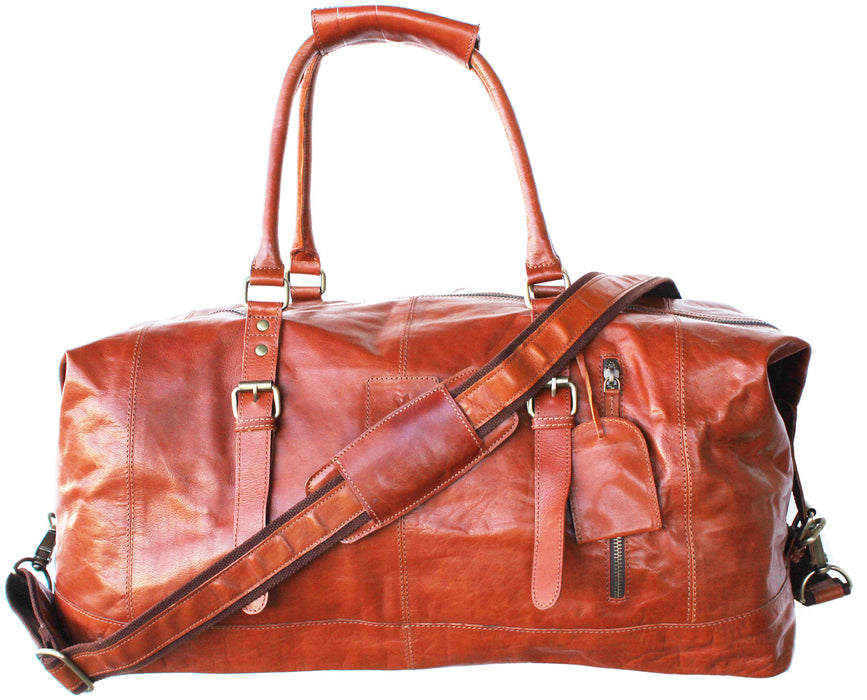 Leather Cow Hide Carry-On Duffle Weekend Gym Luggage Travel Bag 18Gym