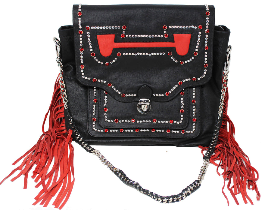 Women's Western Rodeo Cowgirl Leather Shoulder Handbag Purple Rhinestone 18AA01