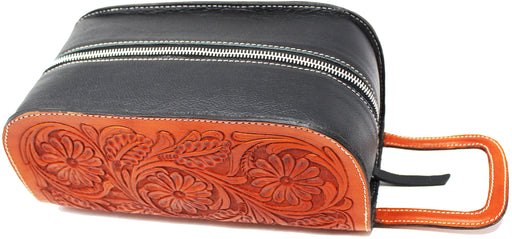 100% Cow Leather Men Women Travel Toiletry Organizer Shaving Dopp Kit Bag 18AA09