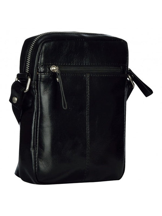 Adam Burke Leather Crossbody Pouch Messenger Travel Bag Black 18AB02BK
