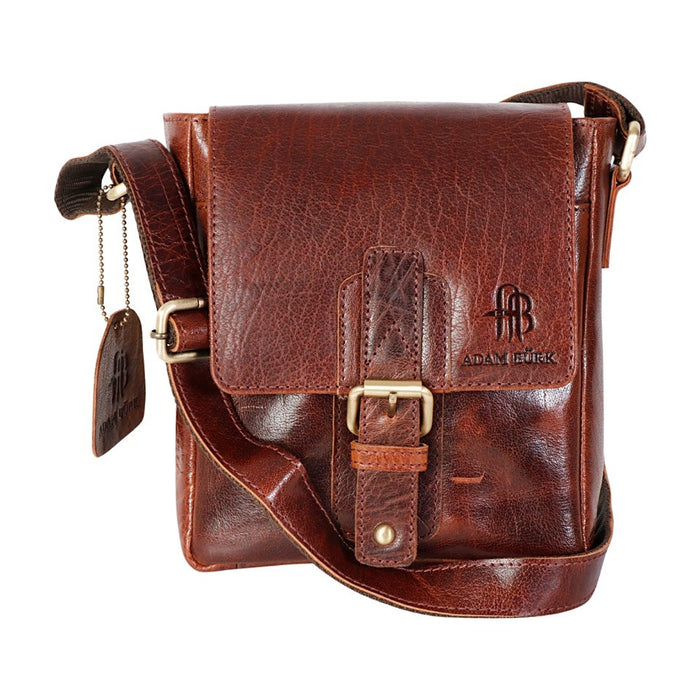Adam Burk Unisex Small Multipurpose Leather Shoulder Crossbody Travel Bag 18ABP1BR