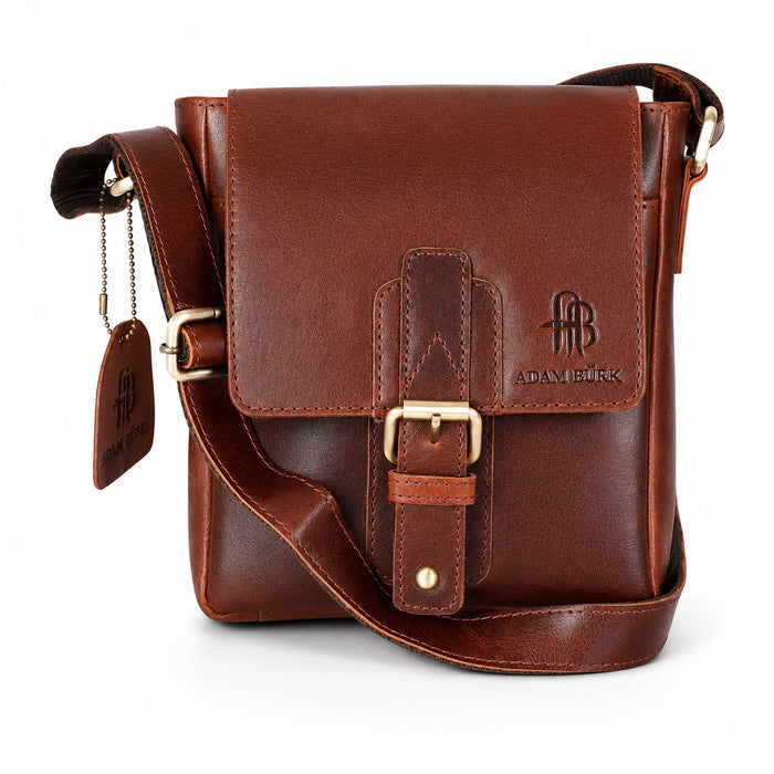 Adam Burk Unisex Small Multipurpose Leather Shoulder Crossbody Travel Bag 18ABP1BR