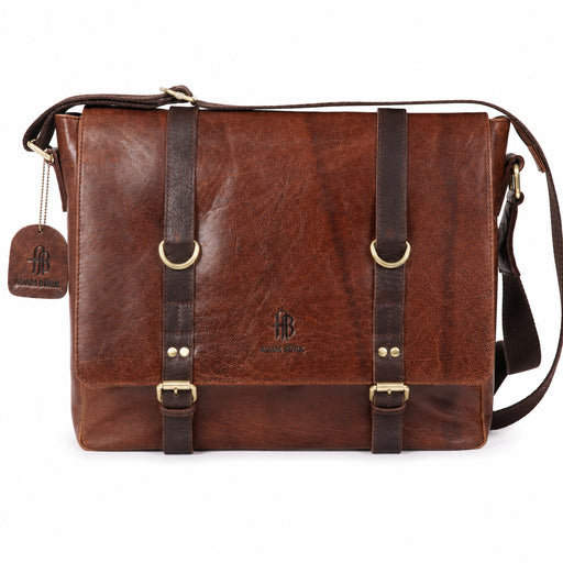 Adam Burk Leather Laptop Messenger Portfolio Shoulder Travel Bag Brown 18ABP4BR
