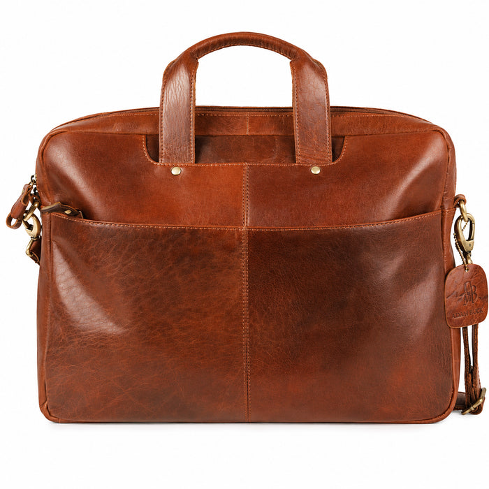 Adam Burk Leather Laptop Messenger Portfolio Shoulder Travel Bag Brown 18ABP6BR