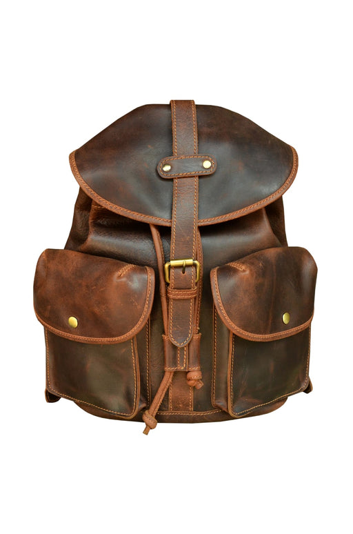 Handcrafted Full-Grain Distressed Brown Leather Vintage Weekender Carry-On Travel  Work Bookbag Backpack 18AXB03