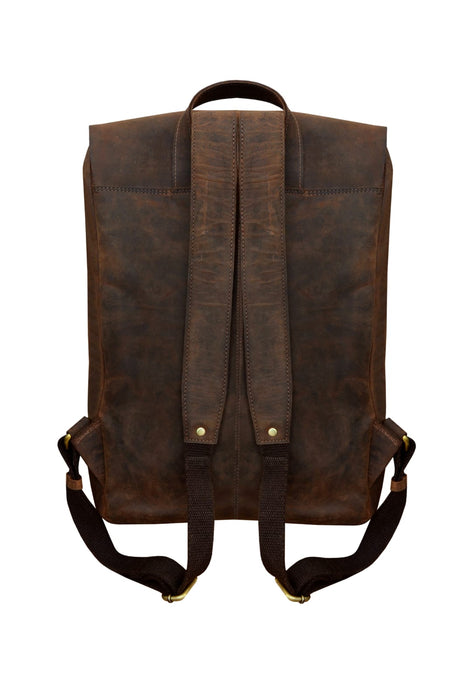 Handcrafted Full-Grain Hunter Brown Leather Vintage Weekender Carry-On Travel  Work Bookbag Backpack 18AXB05BR