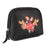 Women's Black Leather Floral Embroidered Zippered Makeup Cosmetic Bag 18Cosmetic